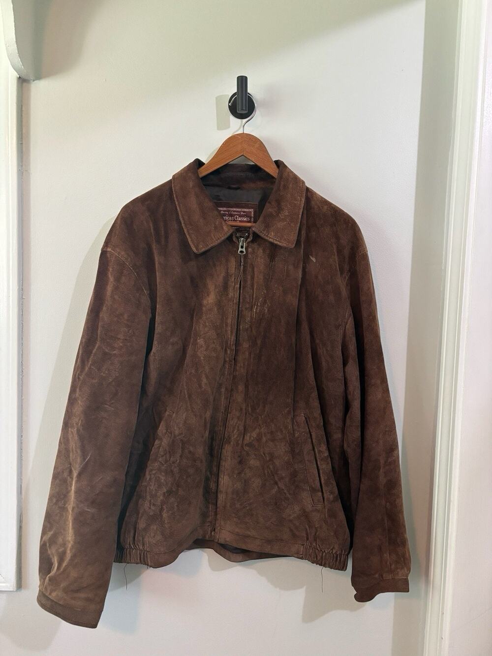 Vintage Men's L American Classics Colebrook Brown Suede/Leather Bomber Jacket